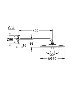 Grohe Essence zestaw prysznicowy dedykowany PGC bateria, deszczownica, słuchawka, chrom 24058001+26558000+27057000+27074000+27400000+28364001