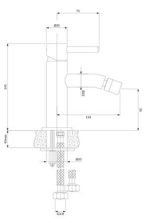 Omnires Y bateria bidetowa stojąca Y1220CP, miedź